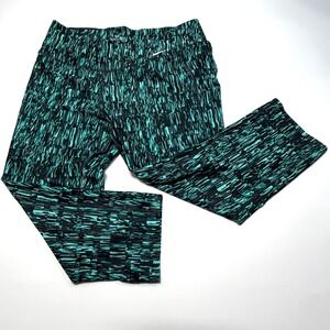 Nike Dri-FIT‎ Green Black Print Cropped Leggings Women's Large